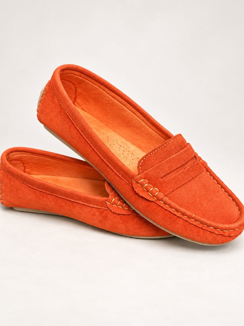 Coral Orange Faux Suede Driving Loafers Women’s Size 39